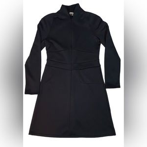 Athleta Cassidy Long Sleeve Scuba Zip Front Ponte Knit Dress Black Women's Large